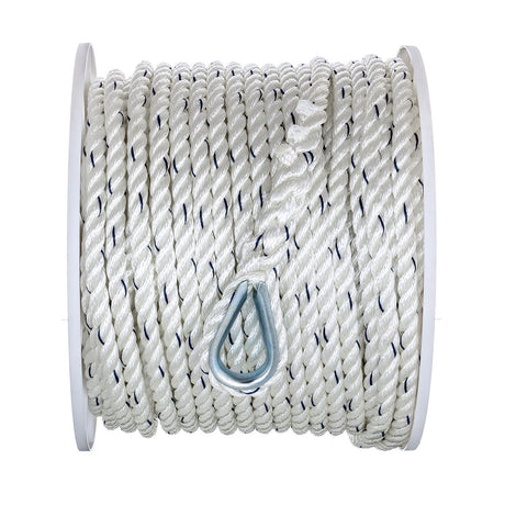 Seachoice 47751 Boat Anchor Line Rope, 3-Strand Twisted, Nylon, White/Blue, 1/2 in. X 200 Ft. - 47751 - official Seachoice product image 4