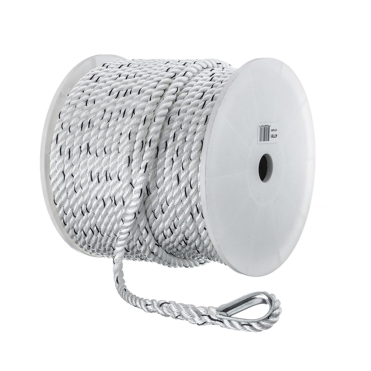 Seachoice 47781 Boat Anchor Line Rope, 3-Strand Twisted, Nylon, White/Blue, 1/2 in. X 250 Ft. - 47781 - official Seachoice product image 5