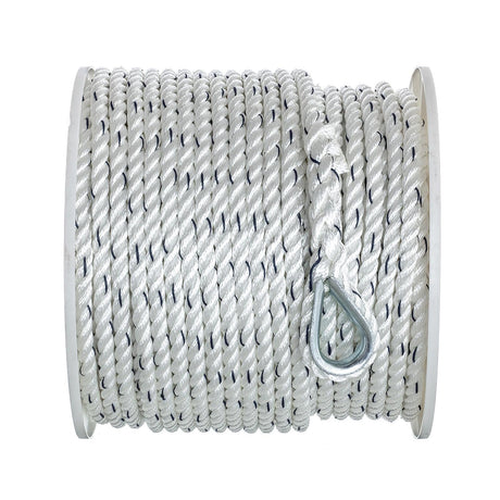 Seachoice 47781 Boat Anchor Line Rope, 3-Strand Twisted, Nylon, White/Blue, 1/2 in. X 250 Ft. - 47781 - official Seachoice product image 4