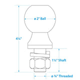 Seachoice SEA Class II Trailer Hitch Ball, 2 In. Ball, 3/4 X 1-1/2 In. Shank, Chrome Finish - 51321 - official Seachoice product image 3