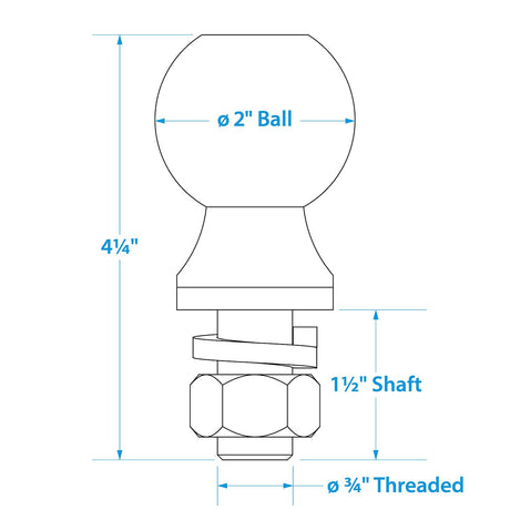 Seachoice SEA Class II Trailer Hitch Ball, 2 In. Ball, 3/4 X 1-1/2 In. Shank, Chrome Finish - 51321 - official Seachoice product image 3