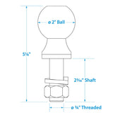 Seachoice Trailer Ball, 2 in., 3/4 X 2-5/16 in. Shank, 3,500 Lb. Capacity, Chrome Finish - 51331 - official Seachoice product image 4