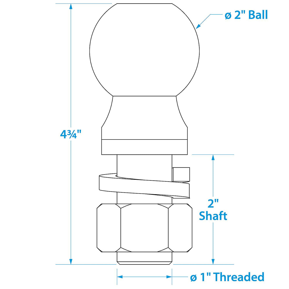 Seachoice Boat Trailer Coupler Ball 2 in. SAE Class III - 50-51341