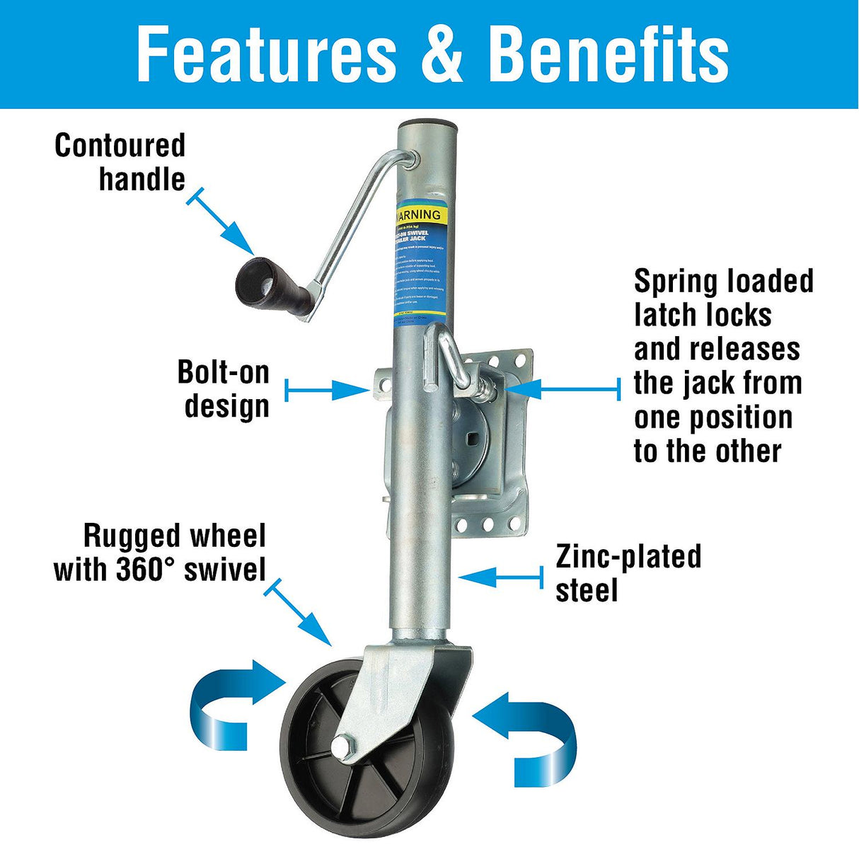 Seachoice Fold Up Trailer Jack, 22-7/8 In., Max Lift 1,000 Lbs. - 52021 - official Seachoice product image 4