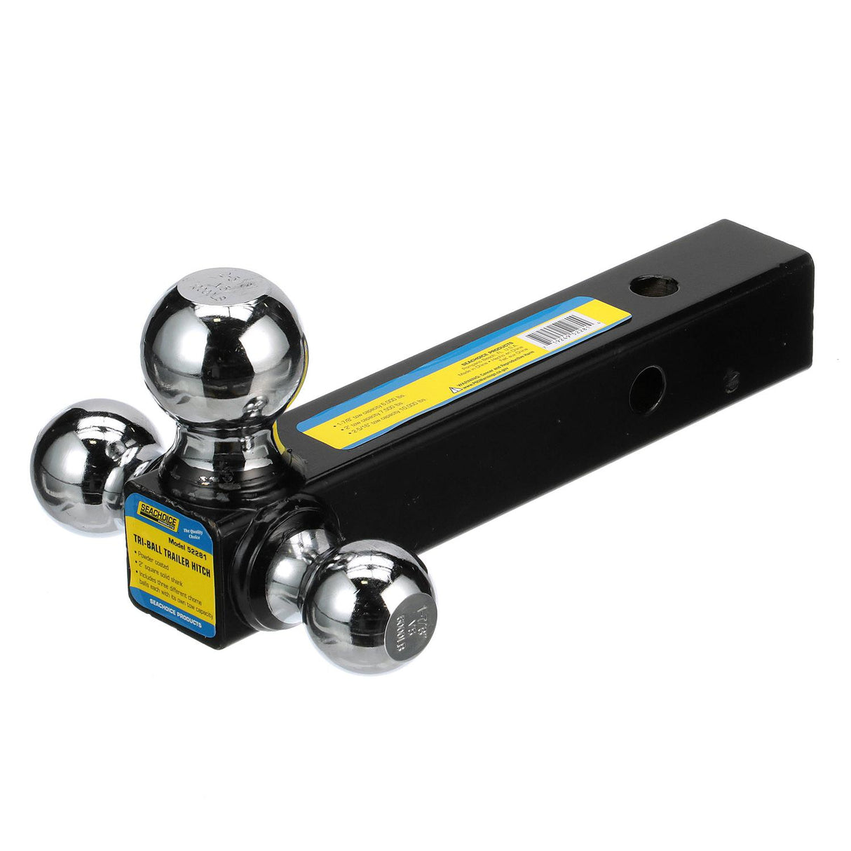 Seachoice Tri Ball Mount Solid Shank Trailer Hitch, 2 in., Chrome - 52281