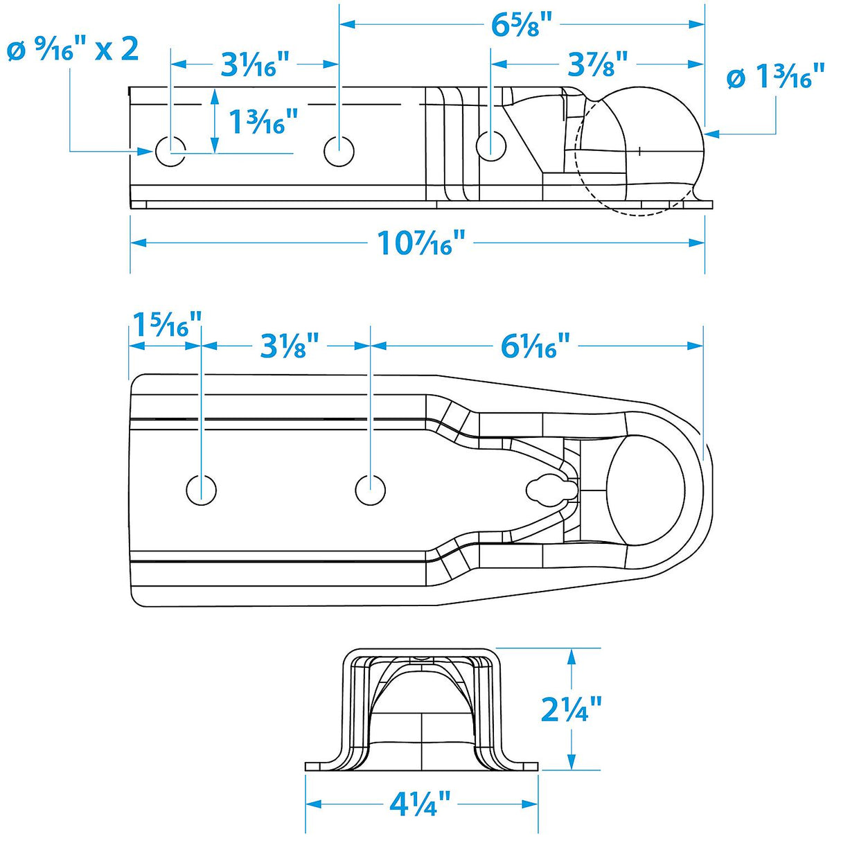 Seachoice Trailer Coupler, 2-1/2 in. Straight Tongue, 2 in. Ball - 50-52451 - official Seachoice product image 3