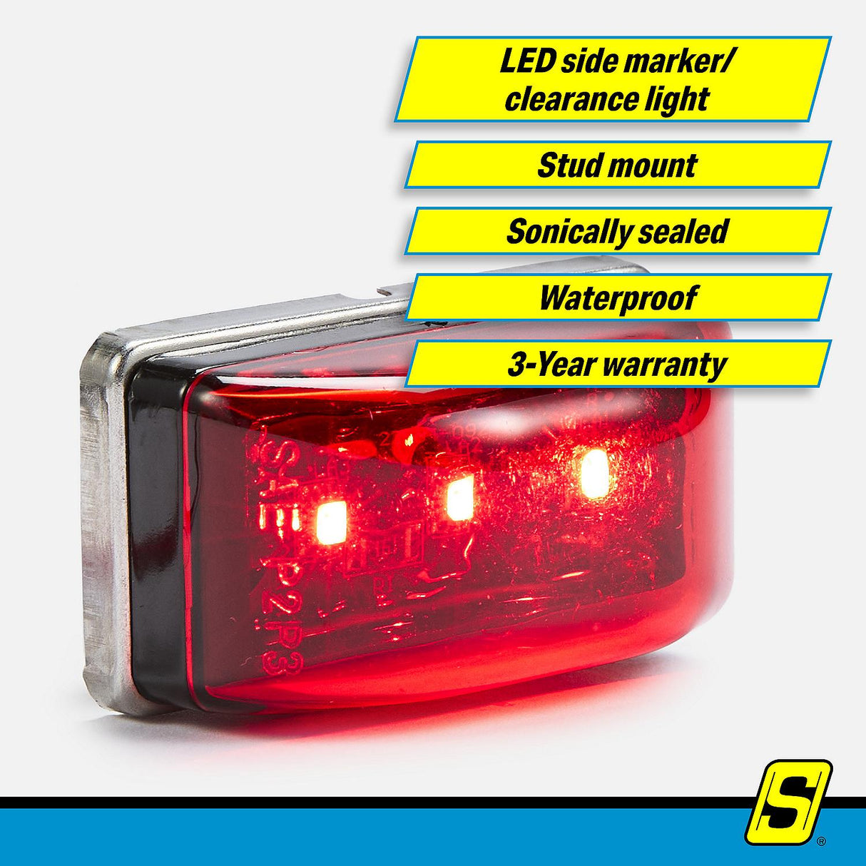 Seachoice Led Sealed Stud Mount Side Marker/Clearance Light Red - MCL95RSSCH - official Seachoice product image 3