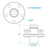 Seachoice 53061 Trailer Wheel Hub, 1.25 in. Axle, 5 Lug, Galvanized, Pregreased - K08-448-SC - official Seachoice product image 3