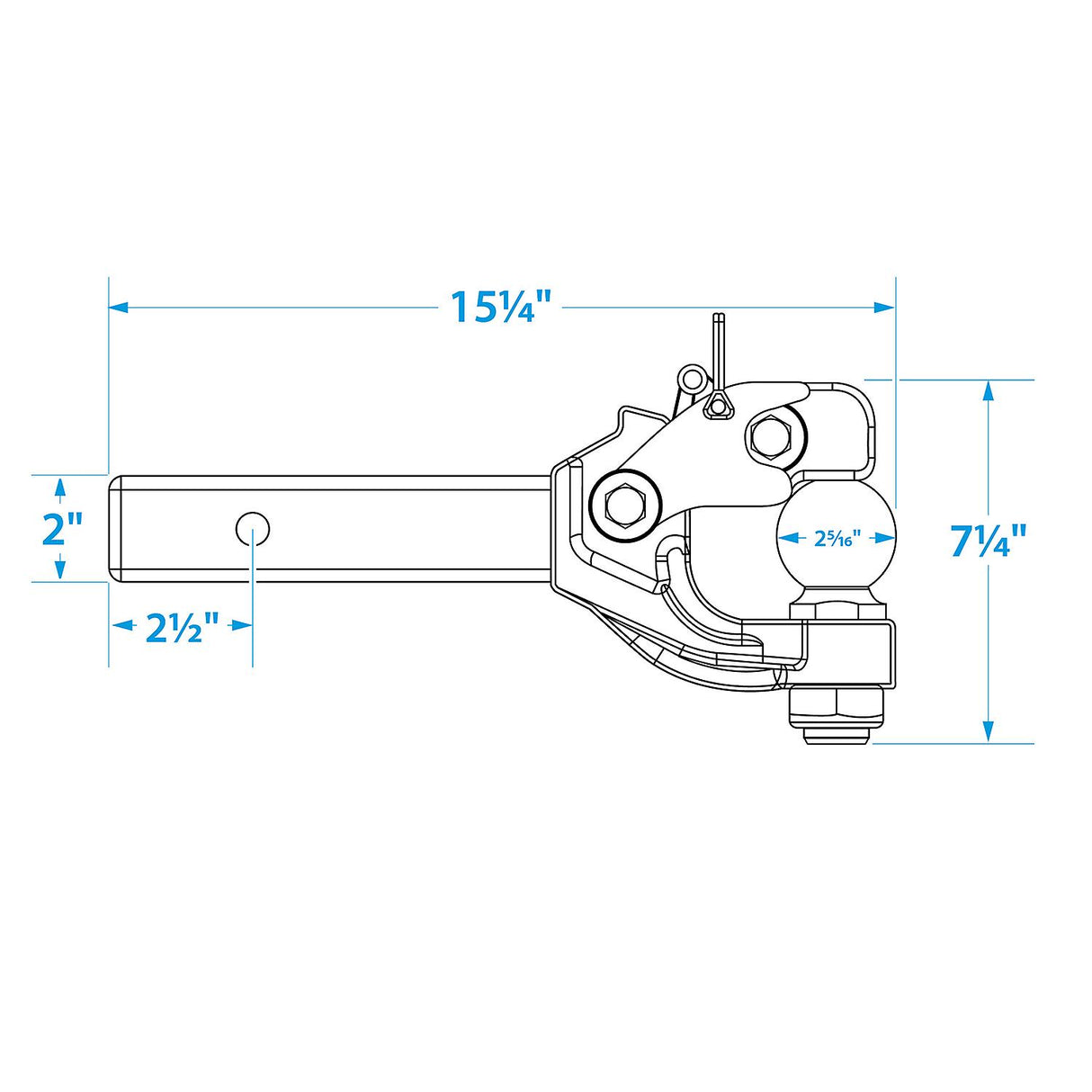 Seachoice 6-Ton Pintle Ball Hitch, 2-5/16 in. Ball, Trailer Towing, Black - 20212007 - official Seachoice product image 3