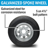 Seachoice Products Seachoice 53401 ST175/80R13C/5H KR35 13" Galvanized Spoke, 5-Lug on 4-1/2" Radial Tire & Wheel Assembly - 39262 - official Seachoice product image 3