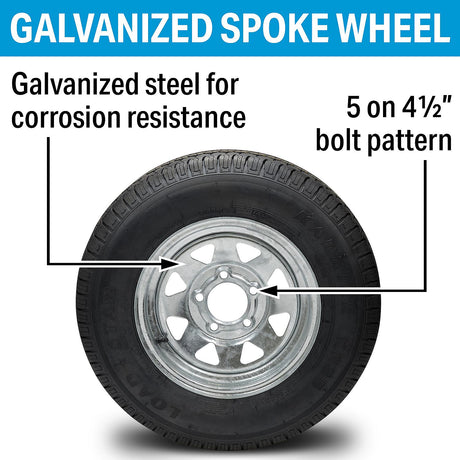 Seachoice Products Seachoice 53401 ST175/80R13C/5H KR35 13" Galvanized Spoke, 5-Lug on 4-1/2" Radial Tire & Wheel Assembly - 39262 - official Seachoice product image 3