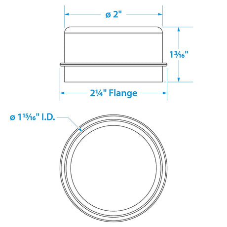 Seachoice Steel Grease Cap, Axle Bearing Cover, 4 & 5 Lug Trailer Hubs, 1.98 in. - 53631 - official Seachoice product image 5