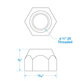 Seachoice Trailer Wheel Lug Nuts, 1/2 in. X 20 Thread, Pack of 5 - 53911 - official Seachoice product image 2