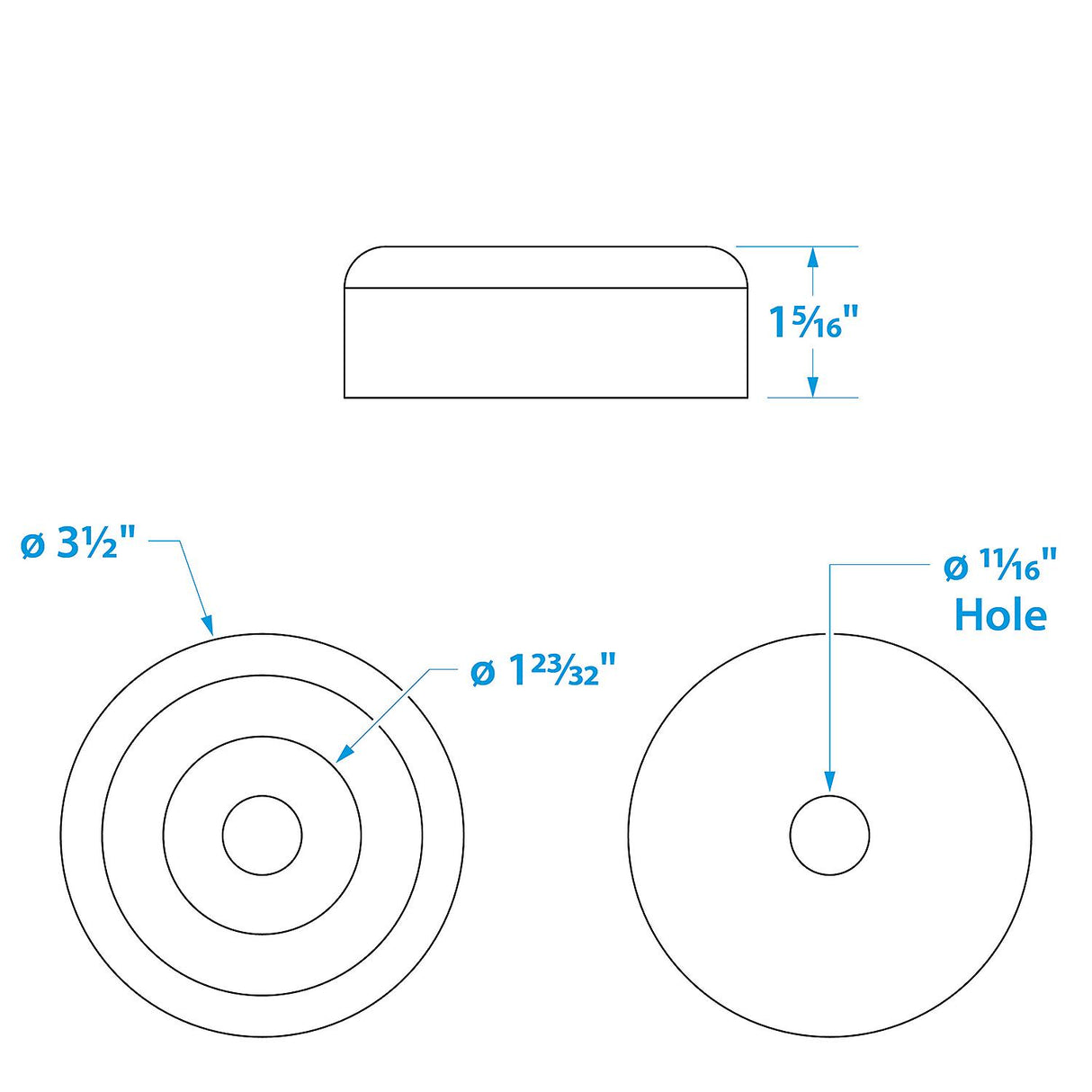 Seachoice Molded Roller End Cap, Black, Boat Trailer, 3-1/2 In. X 5/8 In. - 56400 - official Seachoice product image 7