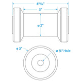 Seachoice Spool Roller, 5 in. Length, 5/8 in. ID, Gold, 5 Year Warranty - 56520 - official Seachoice product image 2