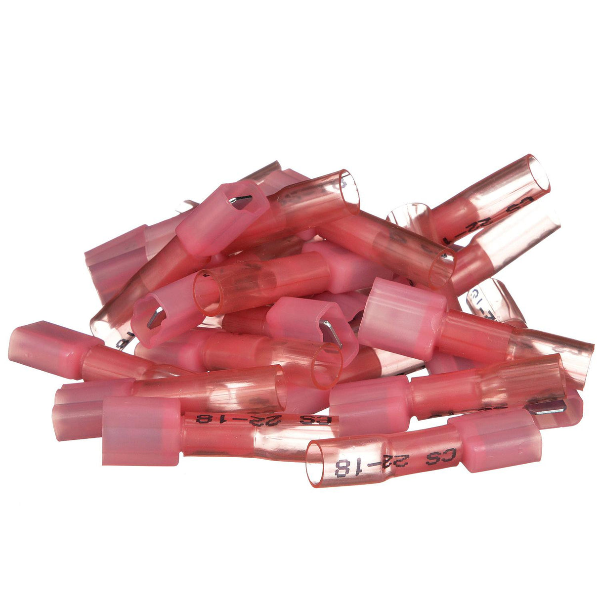 Seachoice Heat Shrink Insulated Disconnect, Marine Grade Heat-Shrinkable Male Disconnect Terminals, Red, Pack of 25, 22-18 Wire Range - 60281