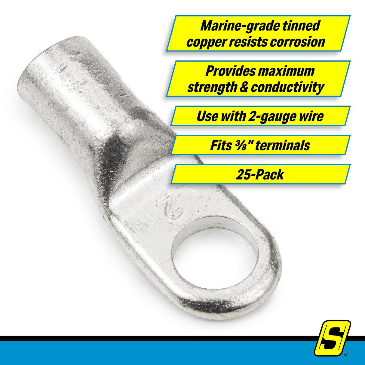Seachoice Tinned Battery Lug, #2 25/Pack - 60551 - official Seachoice product image 6