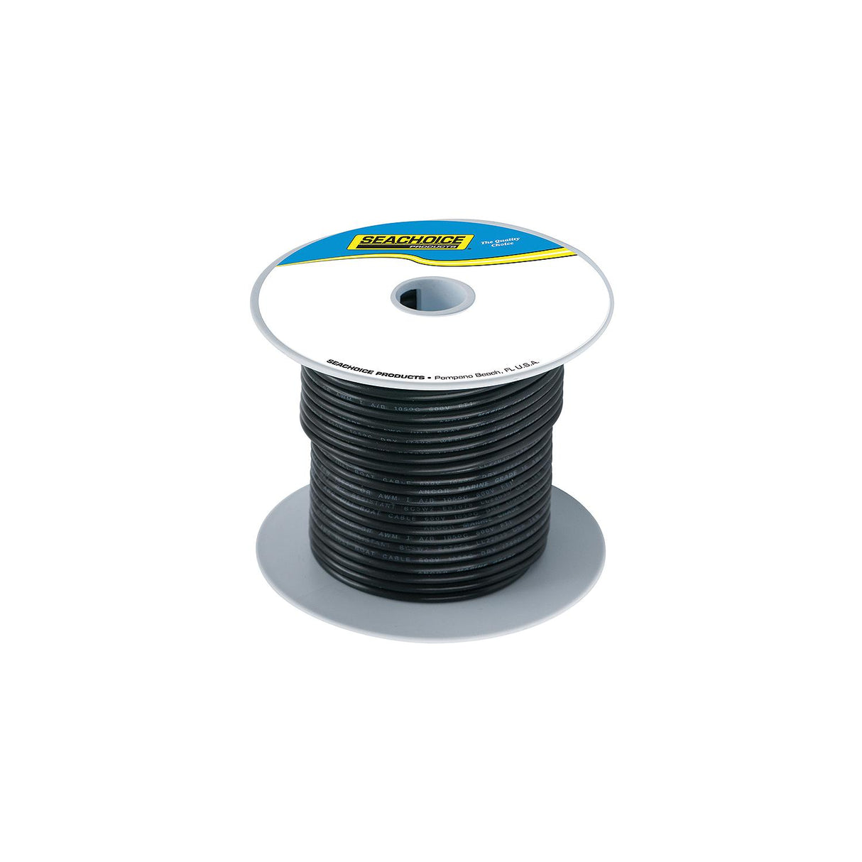 Seachoice 63063 Tinned Copper Marine Wire, 10 AWG, Black, 250' - 10TC-BLACK-250