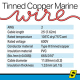 Seachoice 63016 Tinned Copper Marine Wire, 2 AWG, Red, 25' - 2TC-RED-BATTERY-25 - official Seachoice product image 5