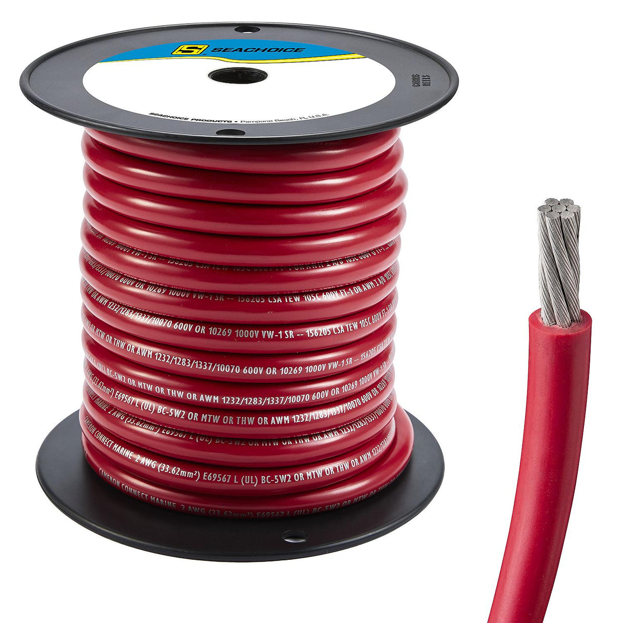 Seachoice 63017 Tinned Copper Marine Wire, 2 AWG, Red, 50' - 2TC-RED-BATTERY-50 - official Seachoice product image 6