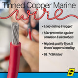 Seachoice 63018 Tinned Copper Marine Wire, 2 AWG, Red, 100' - 2TC-RED-BATTERY-100 - official Seachoice product image 4
