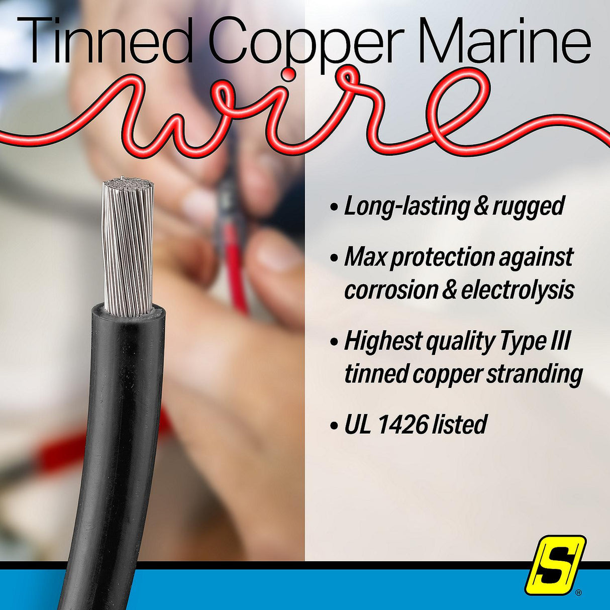 Seachoice 63026 Tinned Copper Marine Wire, 4 AWG, Black, 25' - 4TC-BLACK-BATTERY-25 - official Seachoice product image 5