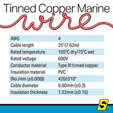 Seachoice 63026 Tinned Copper Marine Wire, 4 AWG, Black, 25' - 4TC-BLACK-BATTERY-25 - official Seachoice product image 8