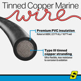 Seachoice 63028 Tinned Copper Marine Wire, 4 AWG, Black, 100' - 4TC-BLACK-BATTERY-100 - official Seachoice product image 6