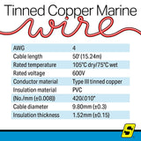 Seachoice 63037 Tinned Copper Marine Wire, 4 AWG, Red, 50' - 4TC-RED-BATTERY-50 - official Seachoice product image 4