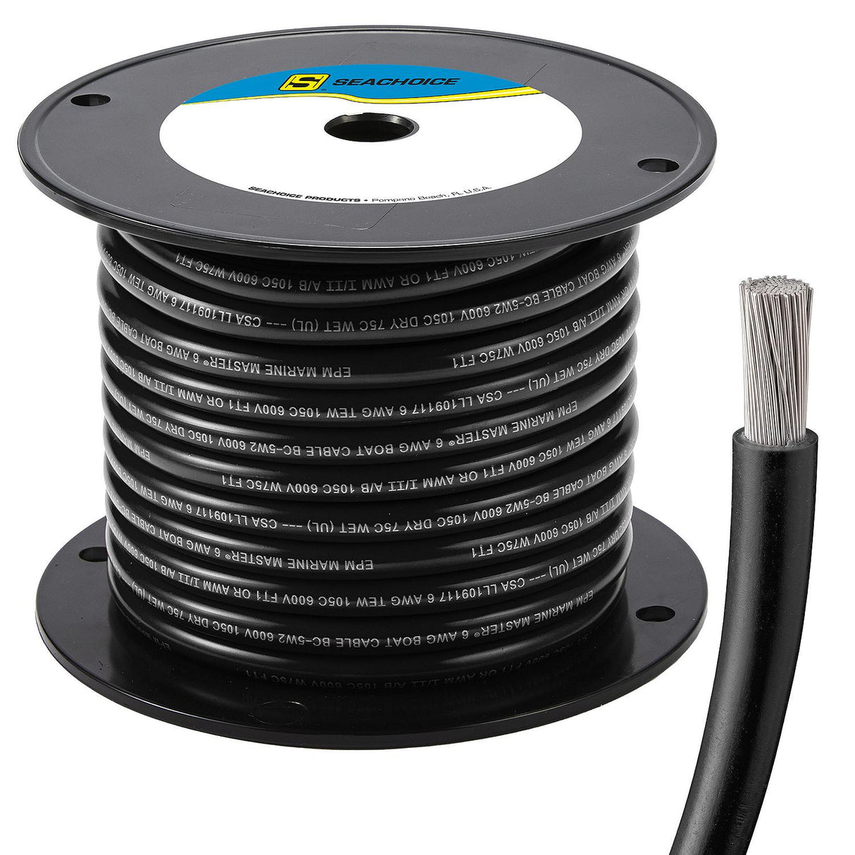 Seachoice 63041 Tinned Copper Marine Wire, 6 AWG, Black, 50' - 6TC-BLACK-BATTERY-50 - official Seachoice product image 6