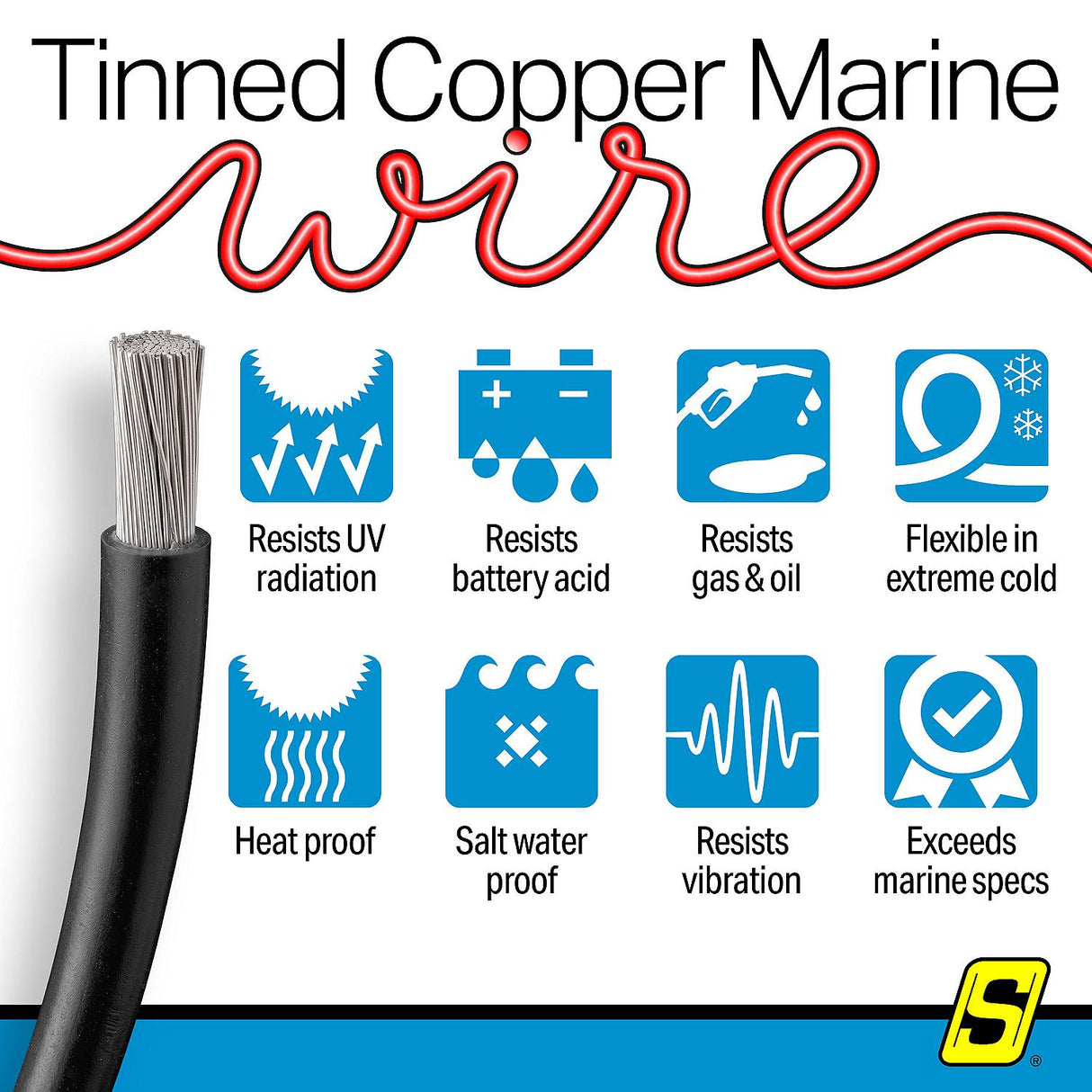 Seachoice 63041 Tinned Copper Marine Wire, 6 AWG, Black, 50' - 6TC-BLACK-BATTERY-50 - official Seachoice product image 7