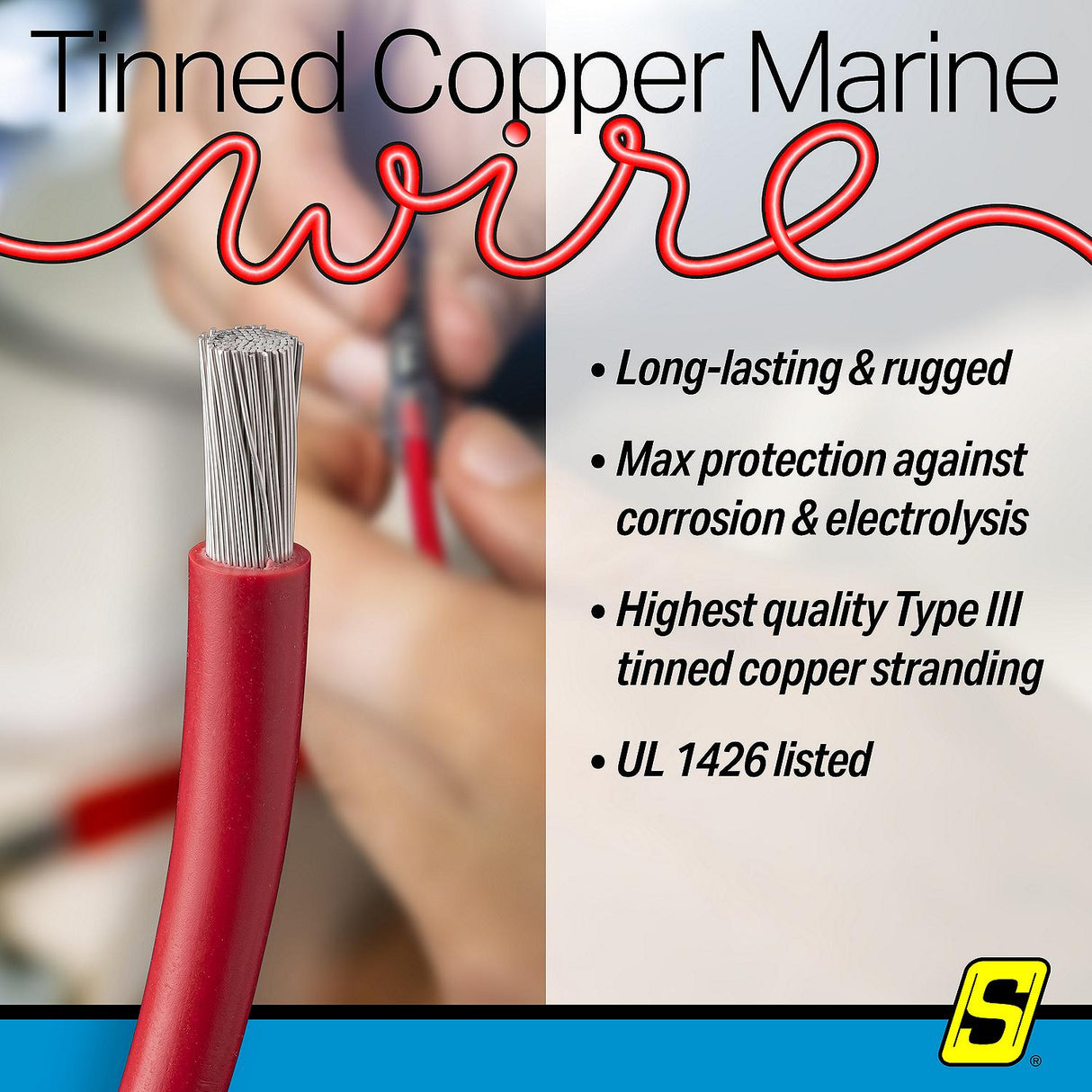 Seachoice 63044 Tinned Copper Marine Wire, 6 AWG, Red, 50' - 6TC-RED-BATTERY-50 - official Seachoice product image 4