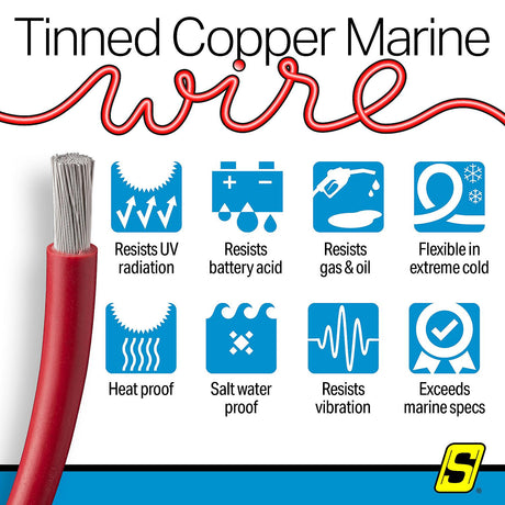Seachoice 63044 Tinned Copper Marine Wire, 6 AWG, Red, 50' - 6TC-RED-BATTERY-50 - official Seachoice product image 7