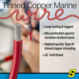 Seachoice 63046 Tinned Copper Marine Wire, 6 AWG, Red, 100' - 6TC-RED-BATTERY-100 - official Seachoice product image 3