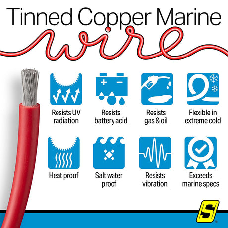 Seachoice 63053 Tinned Copper Marine Wire, 8 AWG, Red, 100' - 8TC-RED-100 - official Seachoice product image 6