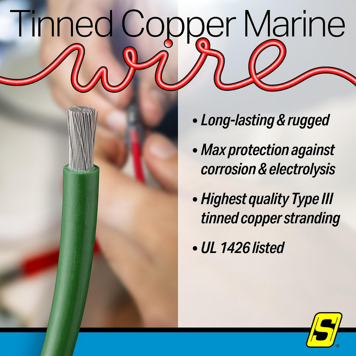 Seachoice 63056 Tinned Copper Marine Wire, 8 AWG, Green, 100' - 8TC-GREEN-100 - official Seachoice product image 5