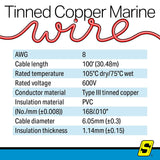 Seachoice 63056 Tinned Copper Marine Wire, 8 AWG, Green, 100' - 8TC-GREEN-100 - official Seachoice product image 4