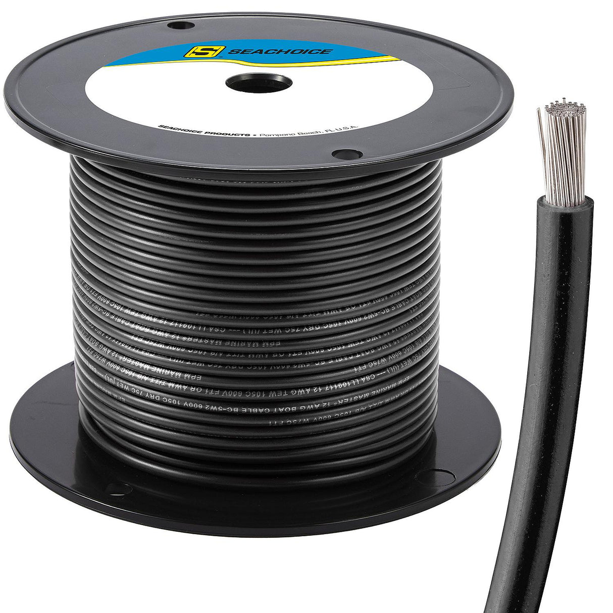 Seachoice 63063 Tinned Copper Marine Wire, 10 AWG, Black, 250' - 10TC-BLACK-250 - official Seachoice product image 3