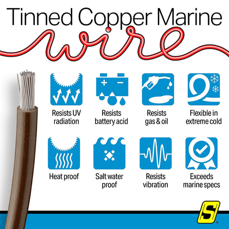Seachoice 63073 Tinned Copper Marine Wire, 10 AWG, Brown, 100' - 10TC-BROWN-100 - official Seachoice product image 8