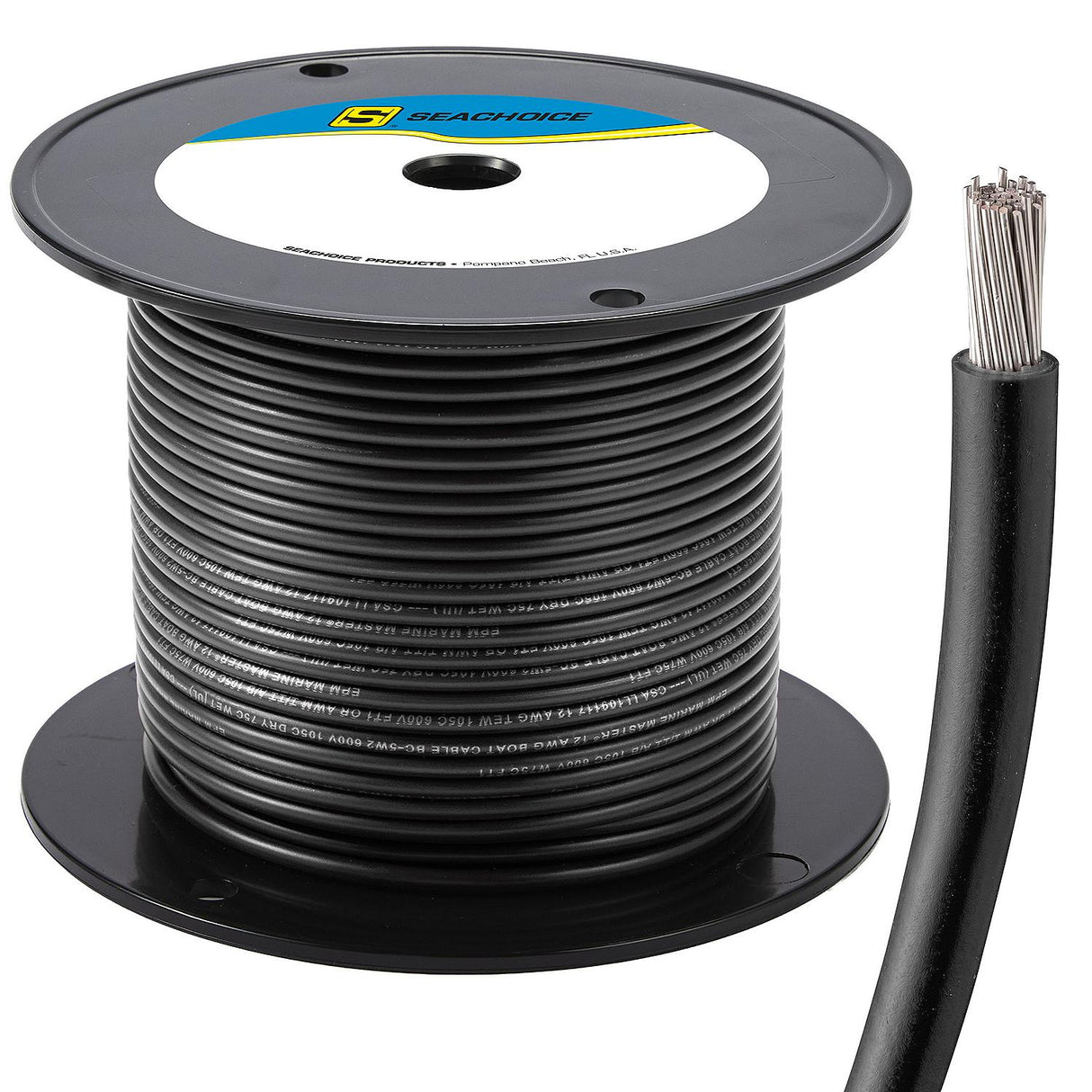 Seachoice 63083 Tinned Copper Marine Wire, 12 AWG, Black, 250' - 12TC-BLACK-250 - official Seachoice product image 4