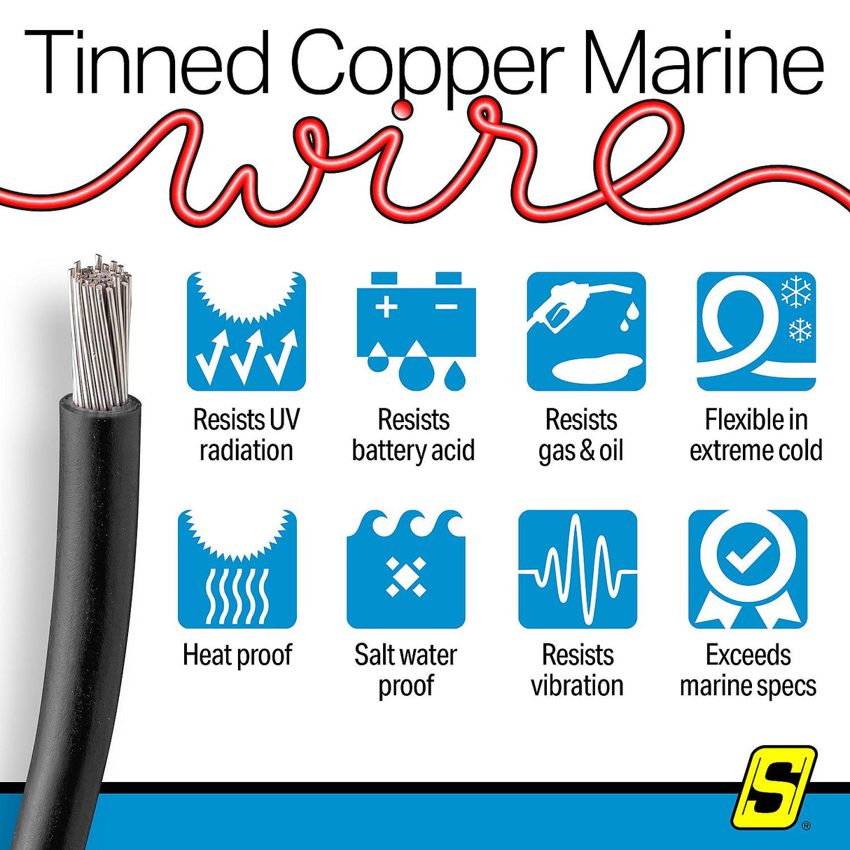 Seachoice 63083 Tinned Copper Marine Wire, 12 AWG, Black, 250' - 12TC-BLACK-250 - official Seachoice product image 3