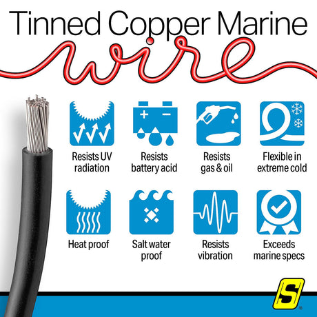 Seachoice 63083 Tinned Copper Marine Wire, 12 AWG, Black, 250' - 12TC-BLACK-250 - official Seachoice product image 3