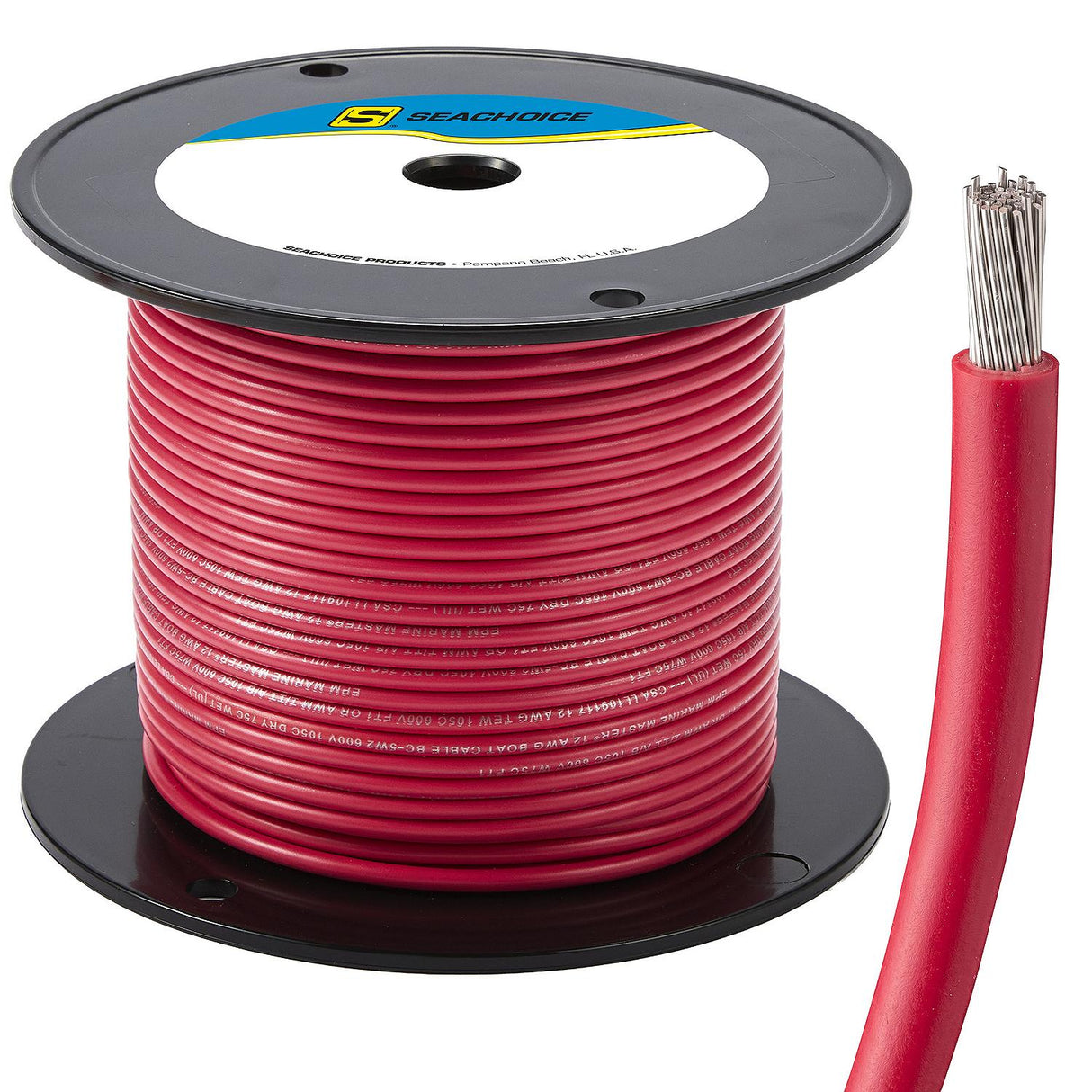 Seachoice 63086 Tinned Copper Marine Wire, 12 AWG, Red, 250' - 12TC-RED-250 - official Seachoice product image 3