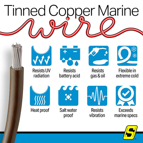 Seachoice 63093 Tinned Copper Marine Wire, 12 AWG, Brown, 100' - 12TC-BROWN-100 - official Seachoice product image 8