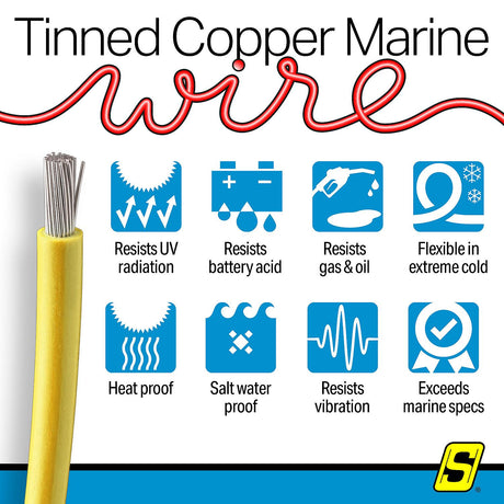 Seachoice 63107 Tinned Copper Marine Wire, 14 AWG, Yellow, 100' - 14TC-YELLOW-100 - official Seachoice product image 7