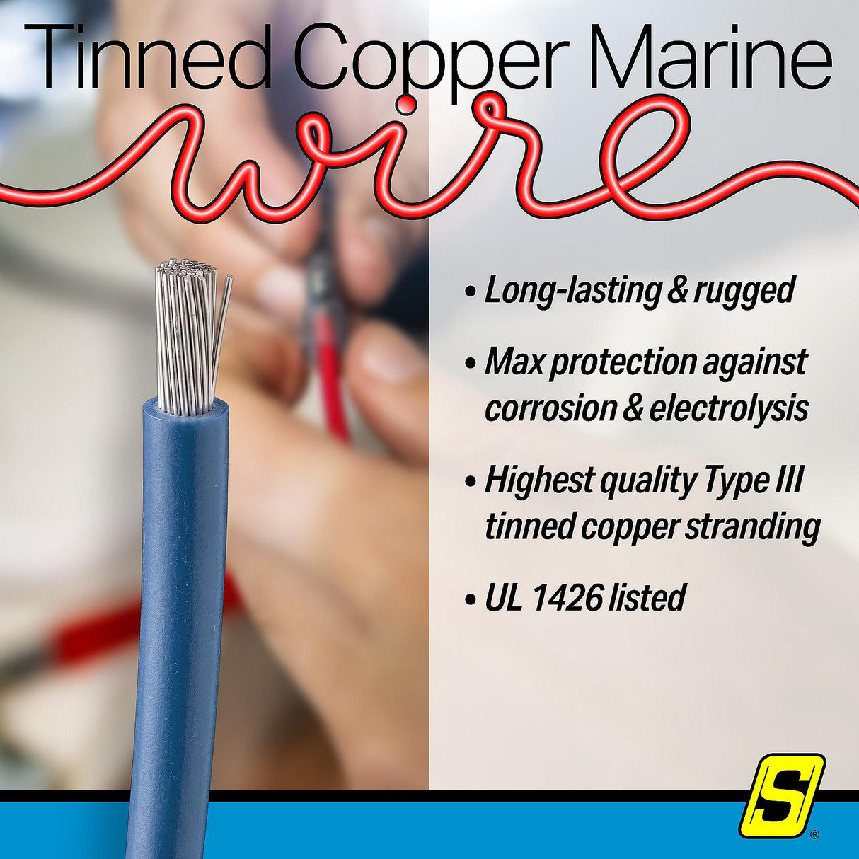 Seachoice 63111 Tinned Copper Marine Wire, 14 AWG, Dark Blue, 100' - 14TC-BLUE-100 - official Seachoice product image 8