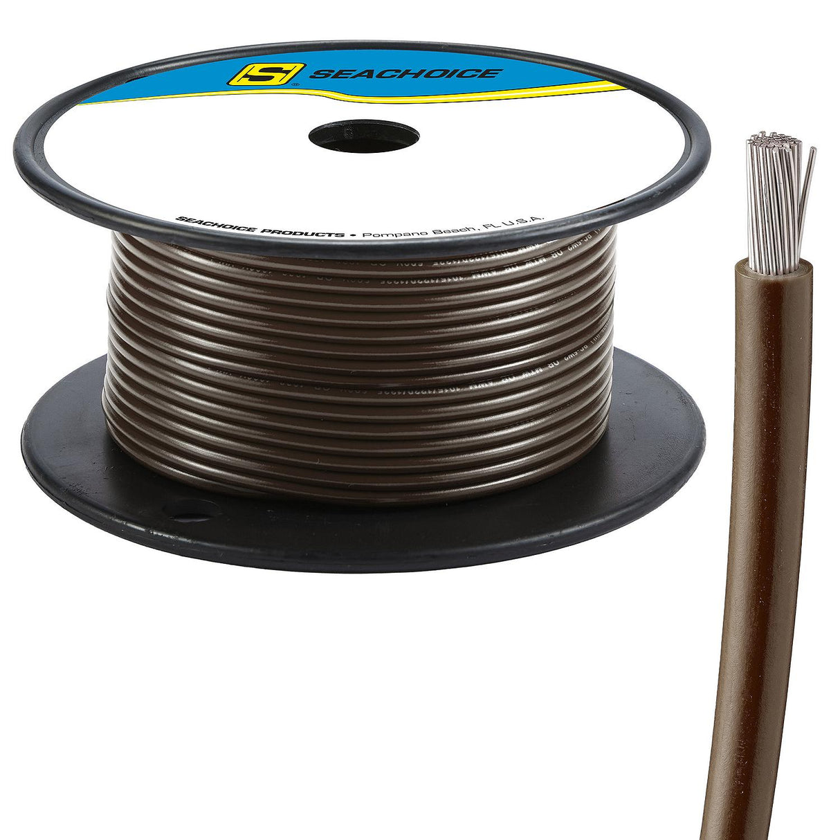 Seachoice 63113 Tinned Copper Marine Wire, 14 AWG, Brown, 100' - 14TC-BROWN-100 - official Seachoice product image 4