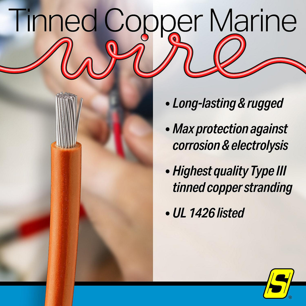 Seachoice 63116 Tinned Copper Marine Wire, 14 AWG, Orange, 100' - 14TC-ORANGE-100 - official Seachoice product image 6