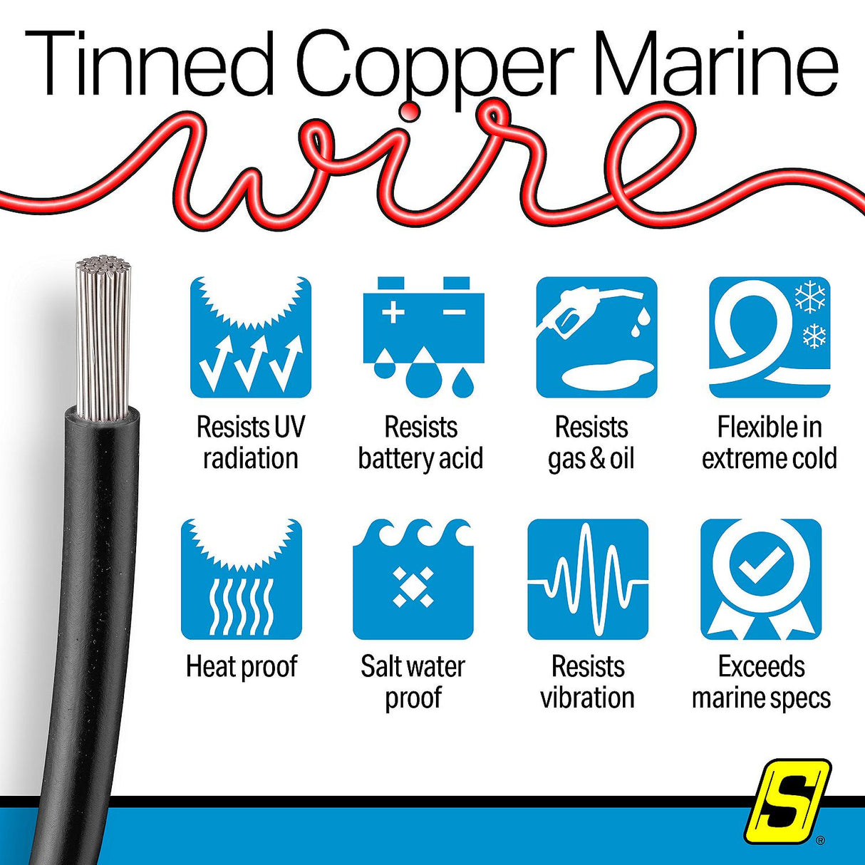 Seachoice 63121 Tinned Copper Marine Wire, 16 AWG, Black, 100' - 16TC-BLACK-100 - official Seachoice product image 7