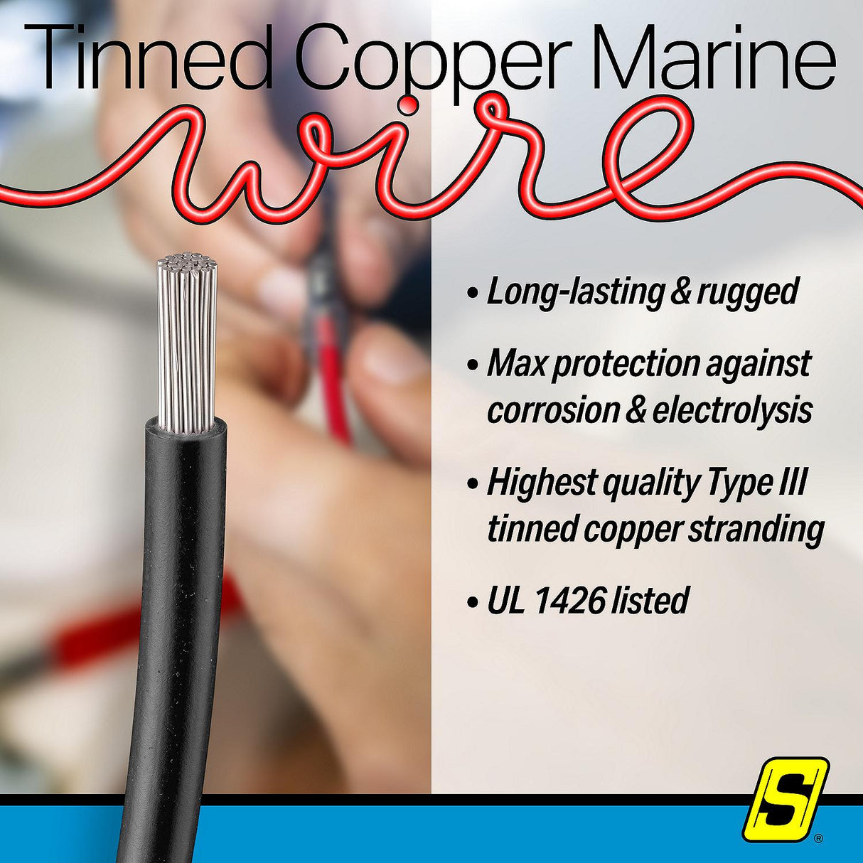 Seachoice 63123 Tinned Copper Marine Wire, 16 AWG, Black, 250' - 16TC-BLACK-250 - official Seachoice product image 6